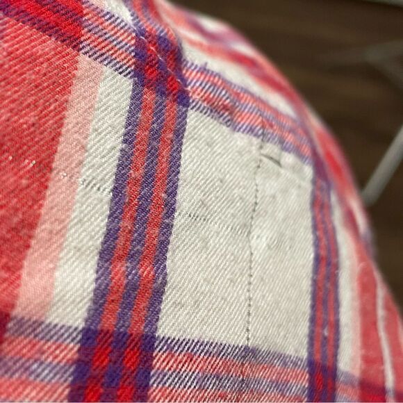 Victoria’s Secret Plaid Button Down Pajama Shirt Red Purple White Size Small - Picture 13 of 14